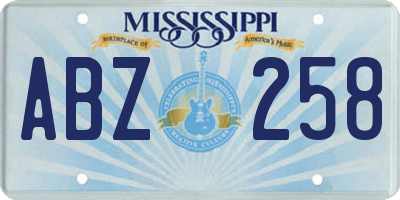MS license plate ABZ258