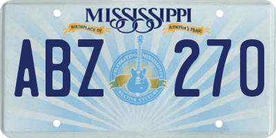MS license plate ABZ270