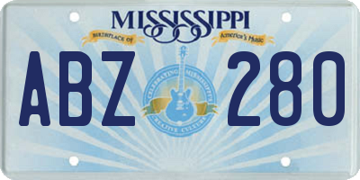 MS license plate ABZ280