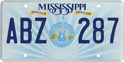 MS license plate ABZ287