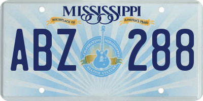MS license plate ABZ288