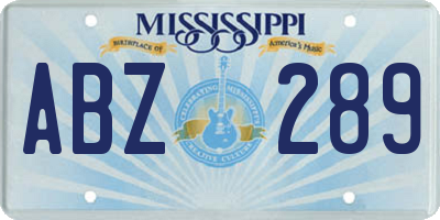 MS license plate ABZ289