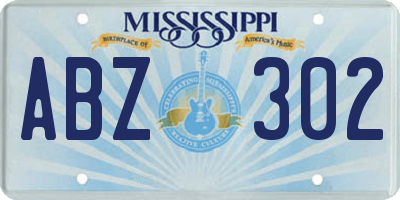 MS license plate ABZ302