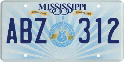 MS license plate ABZ312