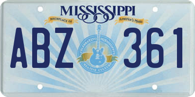 MS license plate ABZ361