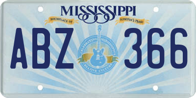 MS license plate ABZ366