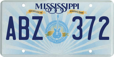 MS license plate ABZ372