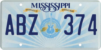 MS license plate ABZ374
