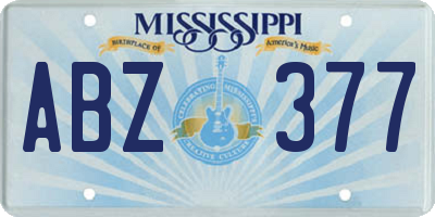MS license plate ABZ377