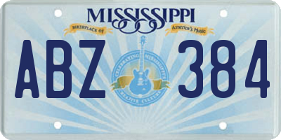 MS license plate ABZ384