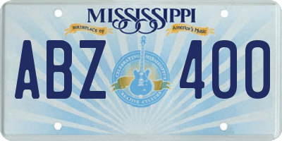 MS license plate ABZ400