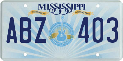 MS license plate ABZ403