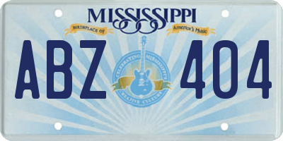 MS license plate ABZ404