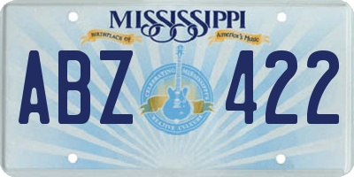 MS license plate ABZ422