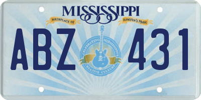 MS license plate ABZ431