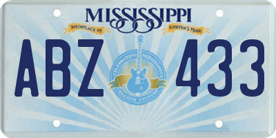 MS license plate ABZ433
