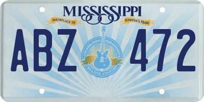 MS license plate ABZ472