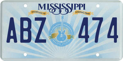 MS license plate ABZ474