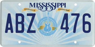 MS license plate ABZ476