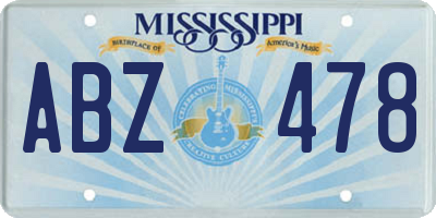 MS license plate ABZ478