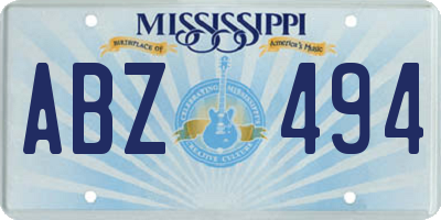MS license plate ABZ494