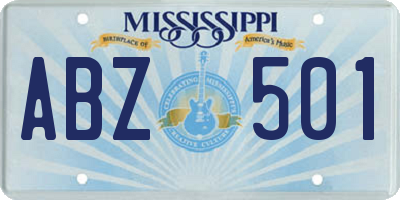 MS license plate ABZ501