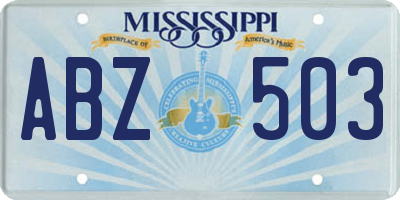 MS license plate ABZ503