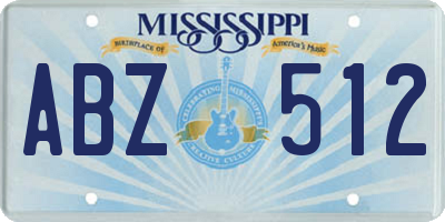 MS license plate ABZ512