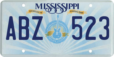 MS license plate ABZ523