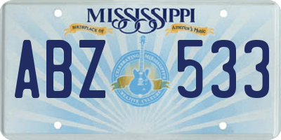 MS license plate ABZ533