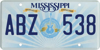 MS license plate ABZ538