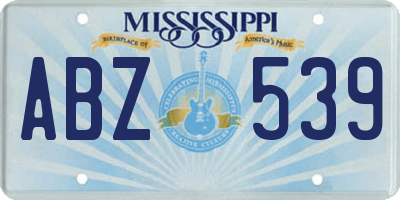 MS license plate ABZ539