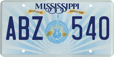 MS license plate ABZ540
