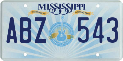 MS license plate ABZ543