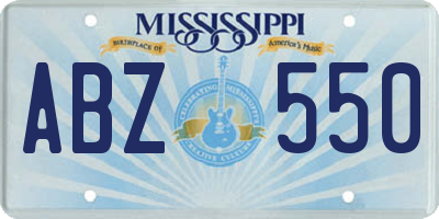 MS license plate ABZ550