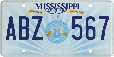 MS license plate ABZ567
