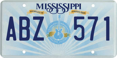 MS license plate ABZ571