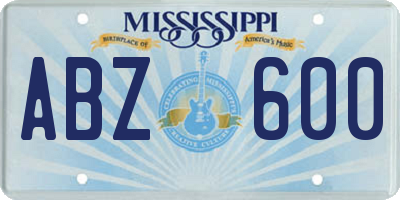 MS license plate ABZ600