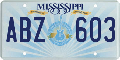 MS license plate ABZ603