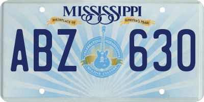 MS license plate ABZ630