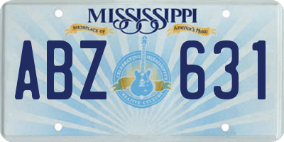 MS license plate ABZ631