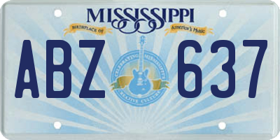 MS license plate ABZ637