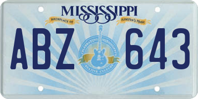 MS license plate ABZ643