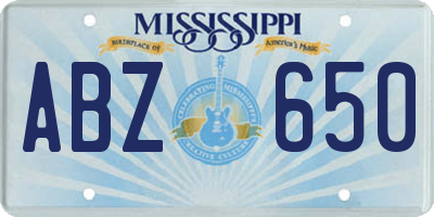 MS license plate ABZ650