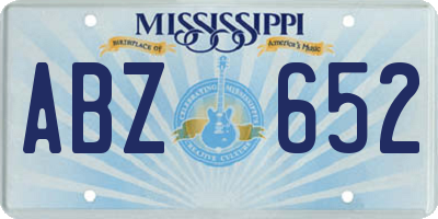 MS license plate ABZ652