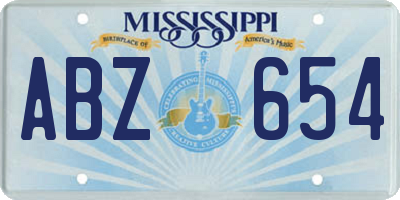 MS license plate ABZ654