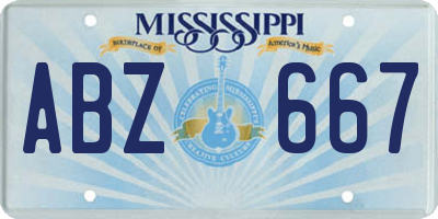 MS license plate ABZ667