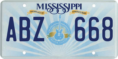 MS license plate ABZ668