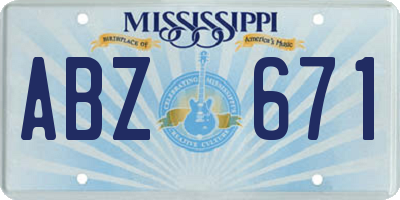 MS license plate ABZ671