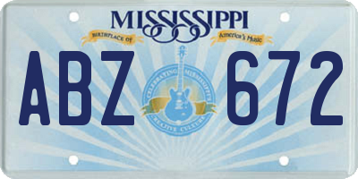 MS license plate ABZ672